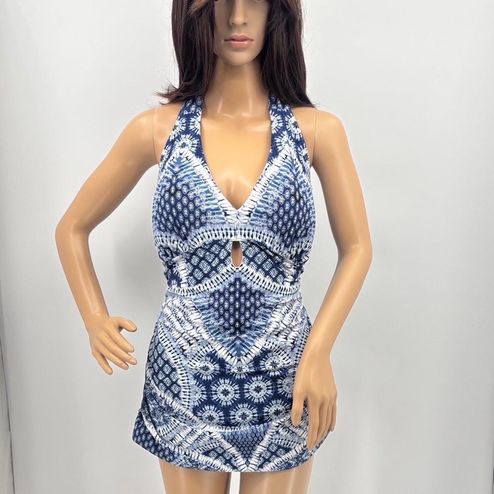 Jessica Simpson NEW Boho Retro 70’s Tie Dye Cut Out One Piece Swimsuit NWOT